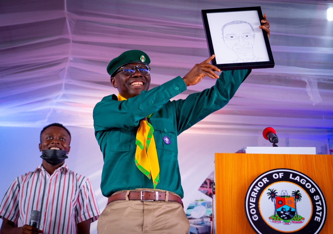 COMIC YOUTH ARTIST BEHIND SANWO-OLU’S FUNNY PORTRAIT FINALLY MEETS THE GOVERNOR